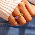 Bague arc-en-ciel géométrique