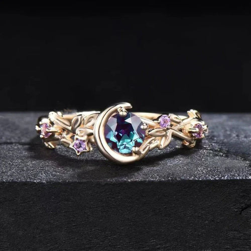 Anillo con Media Luna y Circonio oro