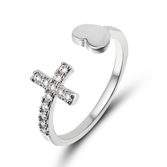 Anillo con Cruz para Mujer Oro & Plata Plata