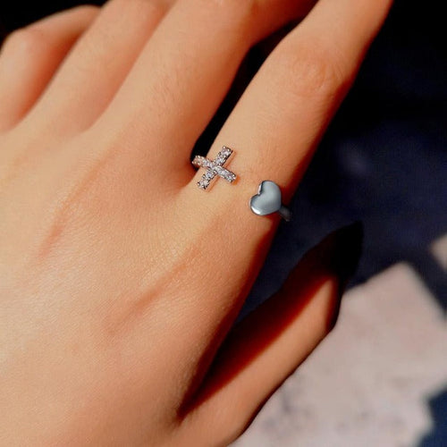 Anillo con Cruz para Mujer Oro & Plata
