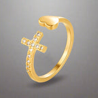 Anillo con Cruz para Mujer Oro & Plata Oro