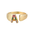Bague avec initiale arc-en-ciel pour femme - lettre