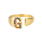 Bague avec initiale arc-en-ciel pour femme - lettre