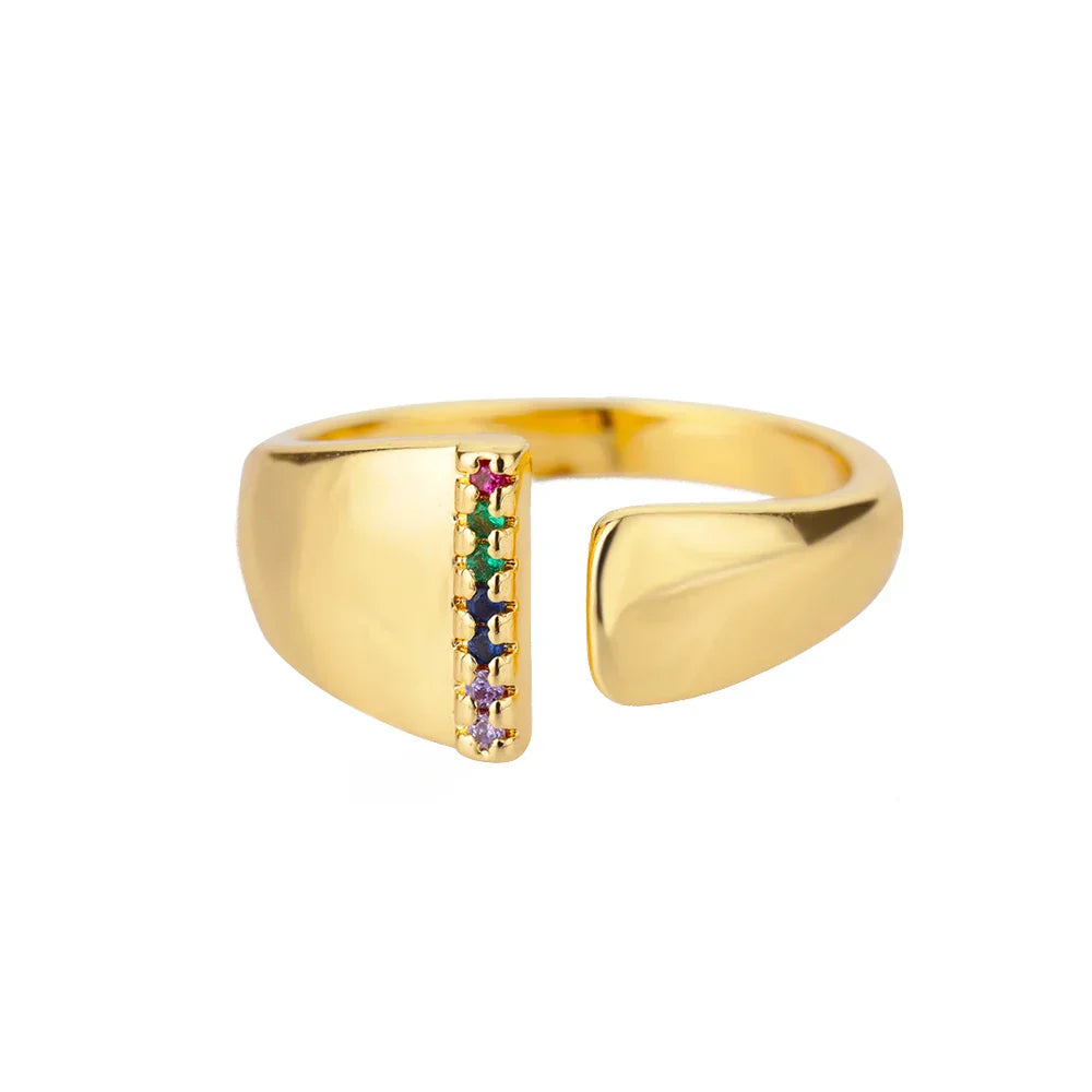 Bague avec initiale arc-en-ciel pour femme - lettre