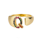 Bague avec initiale arc-en-ciel pour femme - lettre