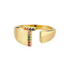 Bague avec initiale arc-en-ciel pour femme - lettre