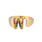 Bague avec initiale arc-en-ciel pour femme - lettre