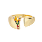 Bague avec initiale arc-en-ciel pour femme - lettre