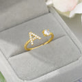 Bague avec initiale en strass pour femme - lettre