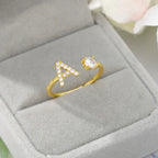 Bague avec initiale en strass pour femme - lettre