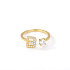Bague avec initiale en strass pour femme - lettre