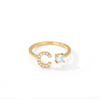 Bague avec initiale en strass pour femme - lettre