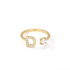 Bague avec initiale en strass pour femme - lettre