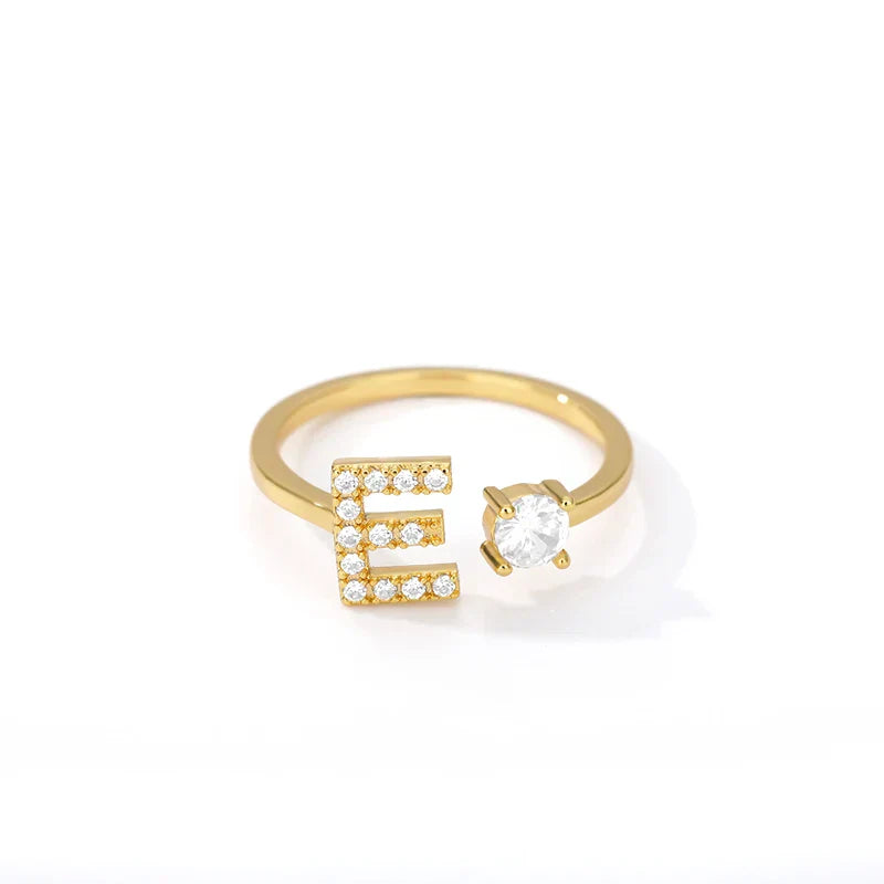 Bague avec initiale en strass pour femme - lettre