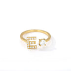 Bague avec initiale en strass pour femme - lettre