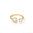 Bague avec initiale en strass pour femme - lettre