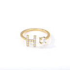 Bague avec initiale en strass pour femme - lettre