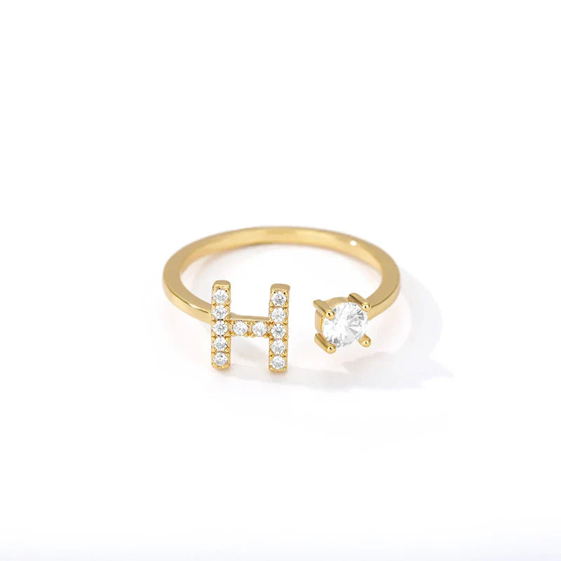 Bague avec initiale en strass pour femme - lettre