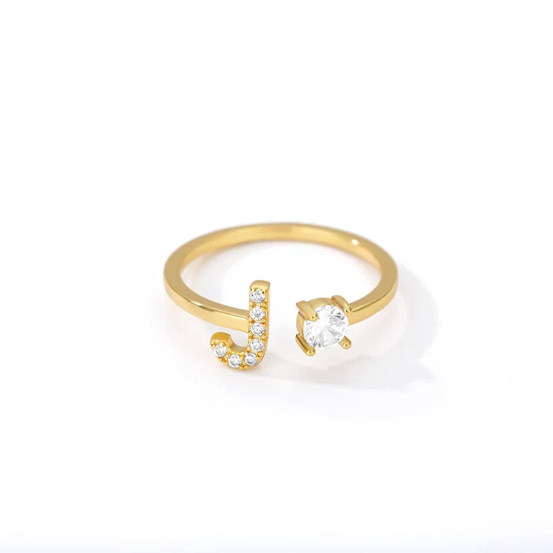 Bague avec initiale en strass pour femme - lettre