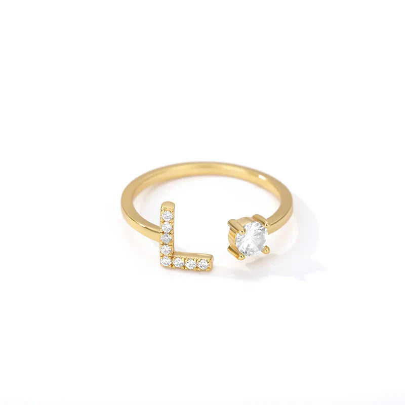 Bague avec initiale en strass pour femme - lettre