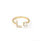 Bague avec initiale en strass pour femme - lettre