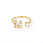 Bague avec initiale en strass pour femme - lettre