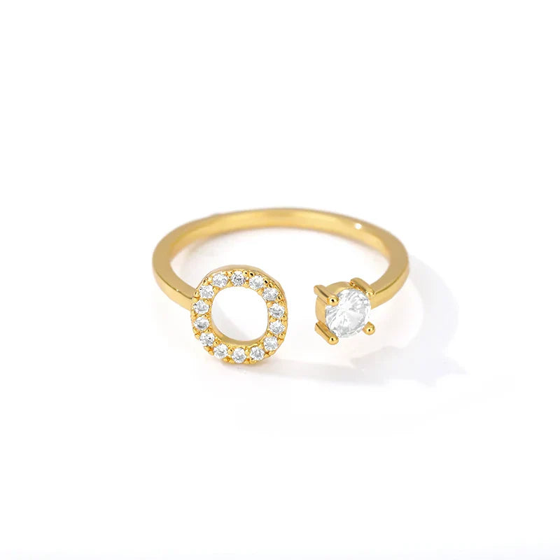 Bague avec initiale en strass pour femme - lettre