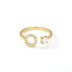 Bague avec initiale en strass pour femme - lettre