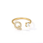 Bague avec initiale en strass pour femme - lettre