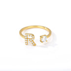 Bague avec initiale en strass pour femme - lettre