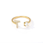 Bague avec initiale en strass pour femme - lettre