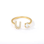 Bague avec initiale en strass pour femme - lettre