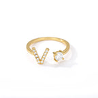 Bague avec initiale en strass pour femme - lettre