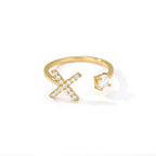 Bague avec initiale en strass pour femme - lettre