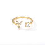 Bague avec initiale en strass pour femme - lettre
