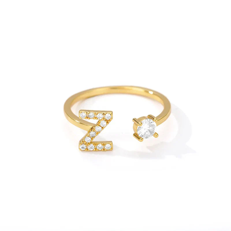 Bague avec initiale en strass pour femme - lettre