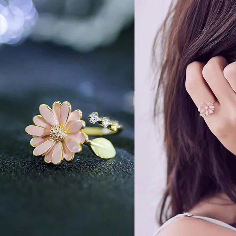 Anillo con bonita flor de margarita