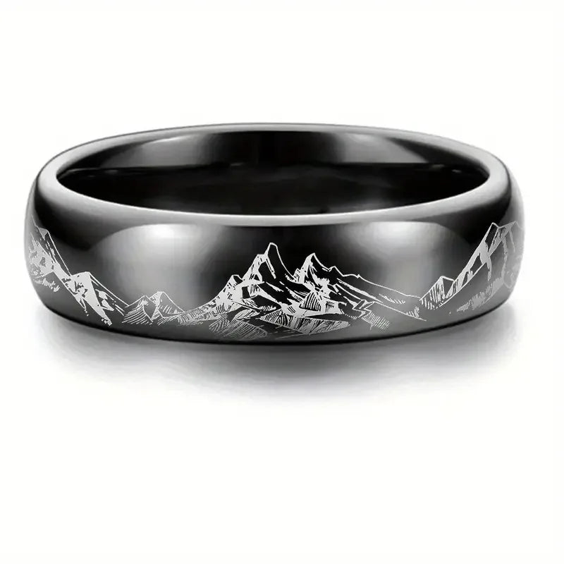 Anillo con Montañas para Hombre negro