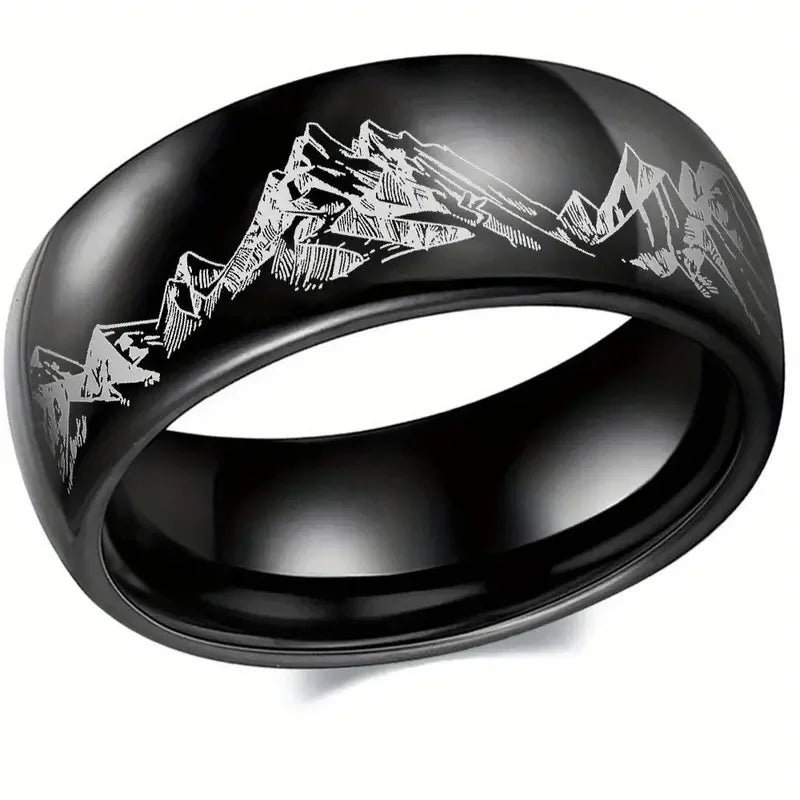 Anillo con Montañas para Hombre negro