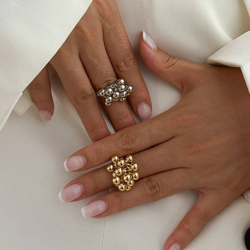 Anillo con Perlas Plateadas o Doradas oro