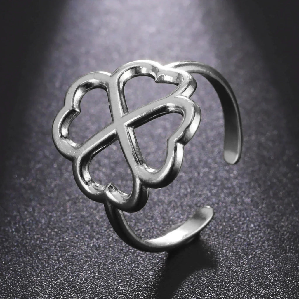 Anillo con Trébol de 4 Hojas para Mujer plata