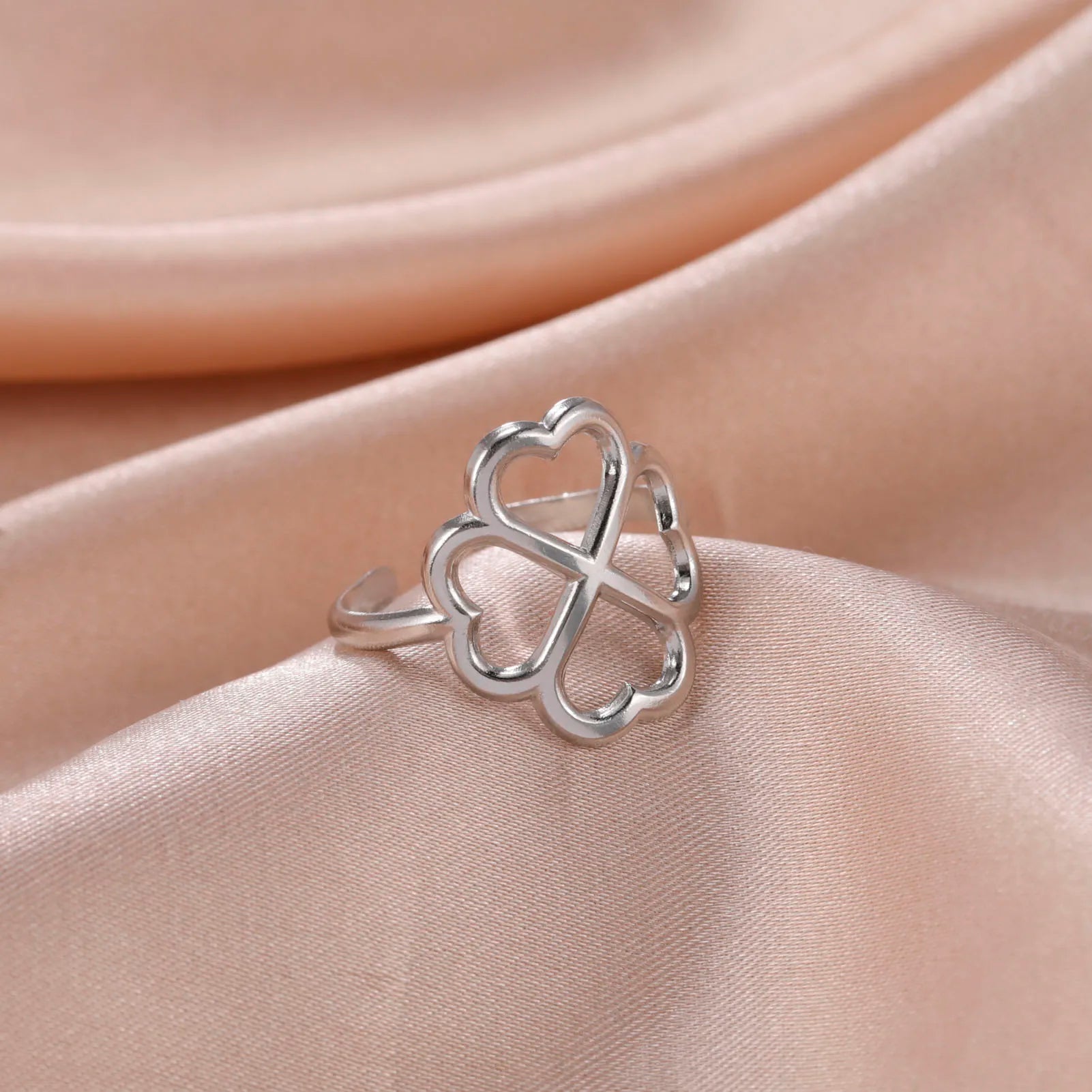 Anillo con Trébol de 4 Hojas para Mujer plata