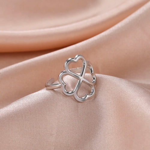 Anillo con Trébol de 4 Hojas para Mujer plata