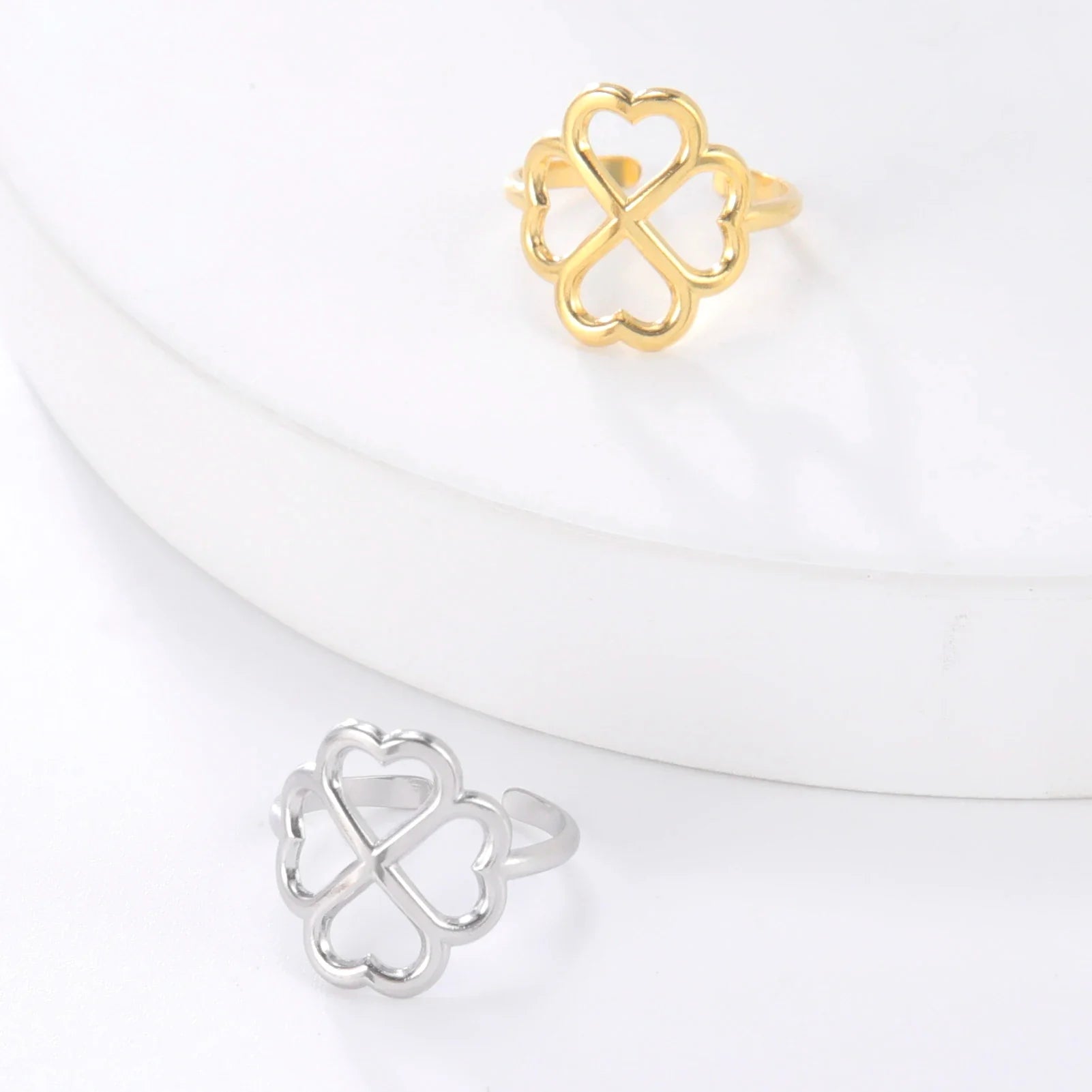 Anillo con Trébol de 4 Hojas para Mujer plata