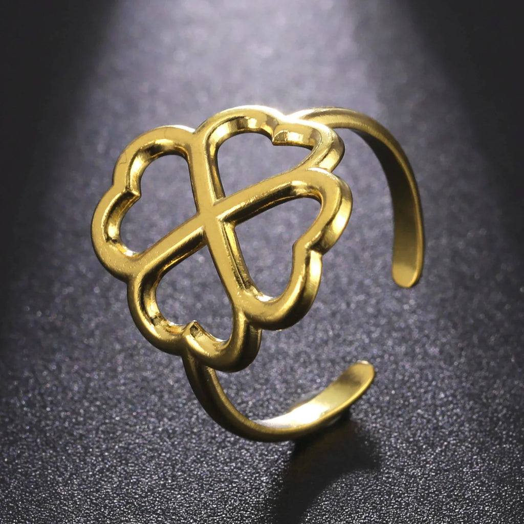 Anillo con Trébol de 4 Hojas para Mujer oro