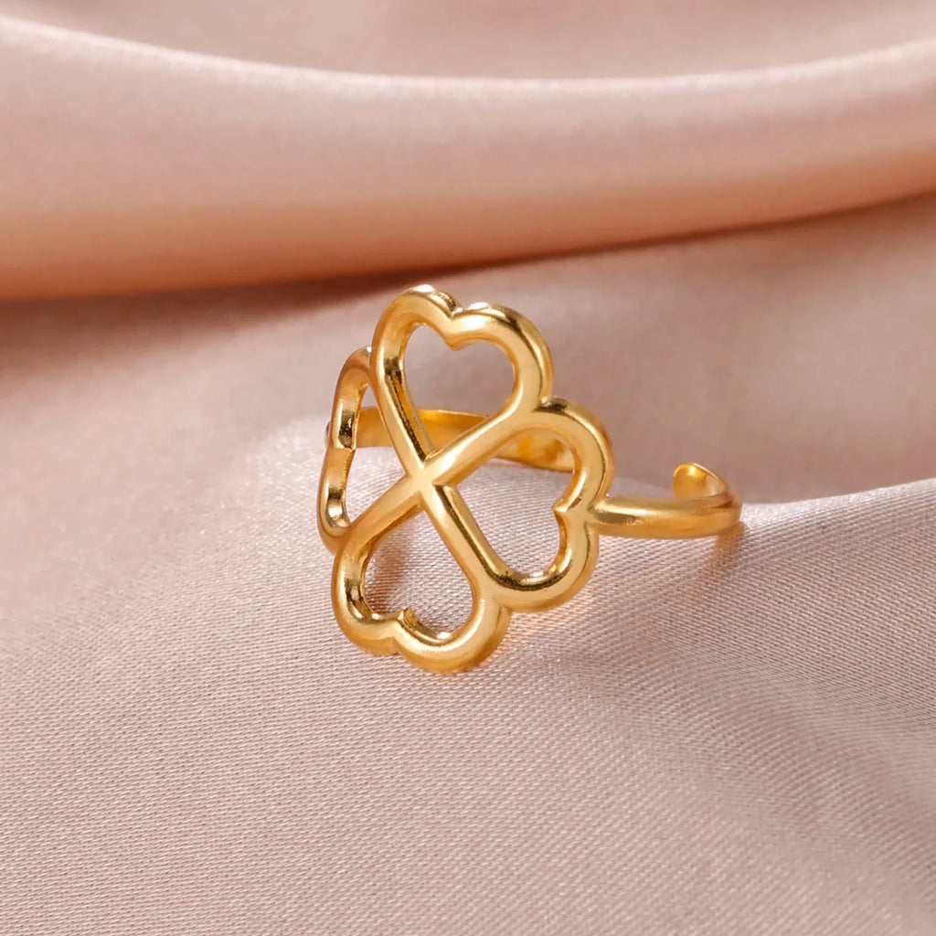 Anillo con Trébol de 4 Hojas para Mujer oro