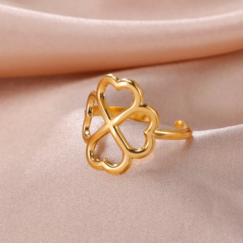 Anillo con Trébol de 4 Hojas para Mujer oro