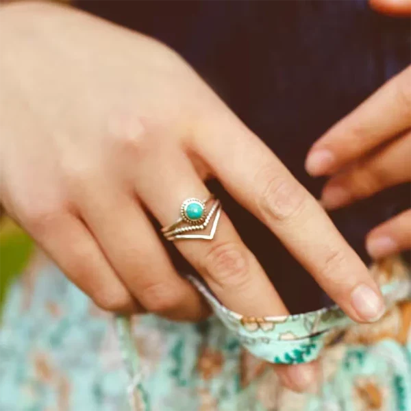Anillo Bohemio con Piedra Natural