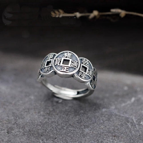 Anillo Budista Tibetano Hombre Mujer Sello Anillo Plata