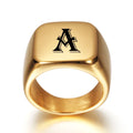 Bague carrée pour homme avec initiale - lettre